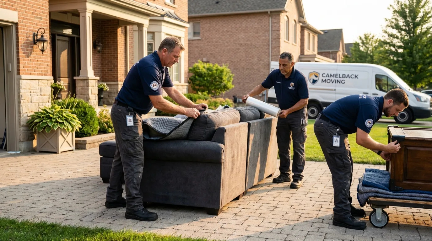 Large estate moving crew wrapping furniture in Beggs, OK