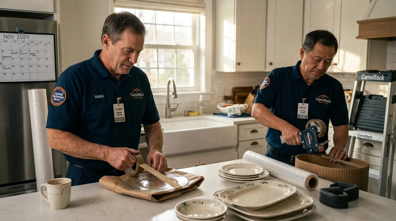 Professional crew packing kitchen dishware in Beggs, OK
